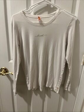 Lucy Long Sleeve "Breathe" White Yoga Tee Size L